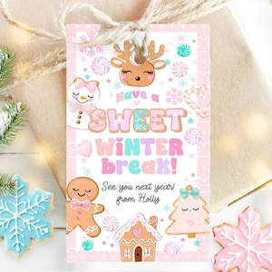 Hope Your Winter Break is Snow Viel Spaß Geschenkanhänger zum Ausdrucken Süß Lehrer Schüler Kinder Vorschule Urlaub Weihnachten Gastgeschenk Anhänger Canva 172