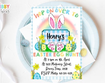Boys Easter Egg Hunt Invitation Editable Easter egg hunt invitation Editable Easter Invitation Hop Easter bunny egg hunt invite Corjl 080