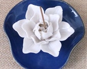 Floral Incense Holder - 3 Colors Ceramic Stick Incense Burner - Blue Pink White Porcelain Lotus Incense Burner