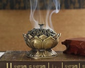 Lotus Incense Holder Brass Metal Incense Burner Candle Holder Sage Smudge Bowl Sandalwood Palo Santo Holder Zen Garden Altar Censer