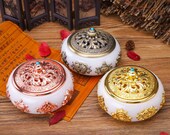 Brass Incense Burner Sage Smudge Jewelry Box Bronze Copper Jade Burner Cone Incense Resin Holder Censer Sandalwood Palo Santo Pot