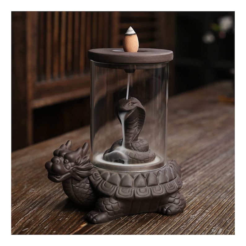 Dragon Turtle Cone Incense Burner Backflow Handmade Ceramic Etsy