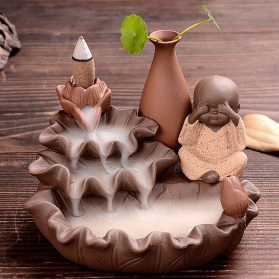 10Pcs Incense Cones Backflow Incense Burner Ceramic Little Monk Incense Holder 10Pcs Incense Cones Backflow Incense Burner Ceramic Little Monk Incense Holder