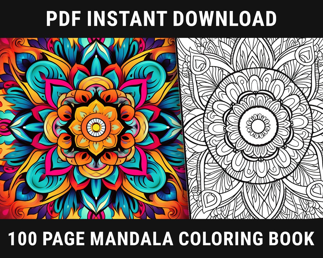 100 Page Mandala Colouring Book, Adult Colouring Book, Mandala PDF ...