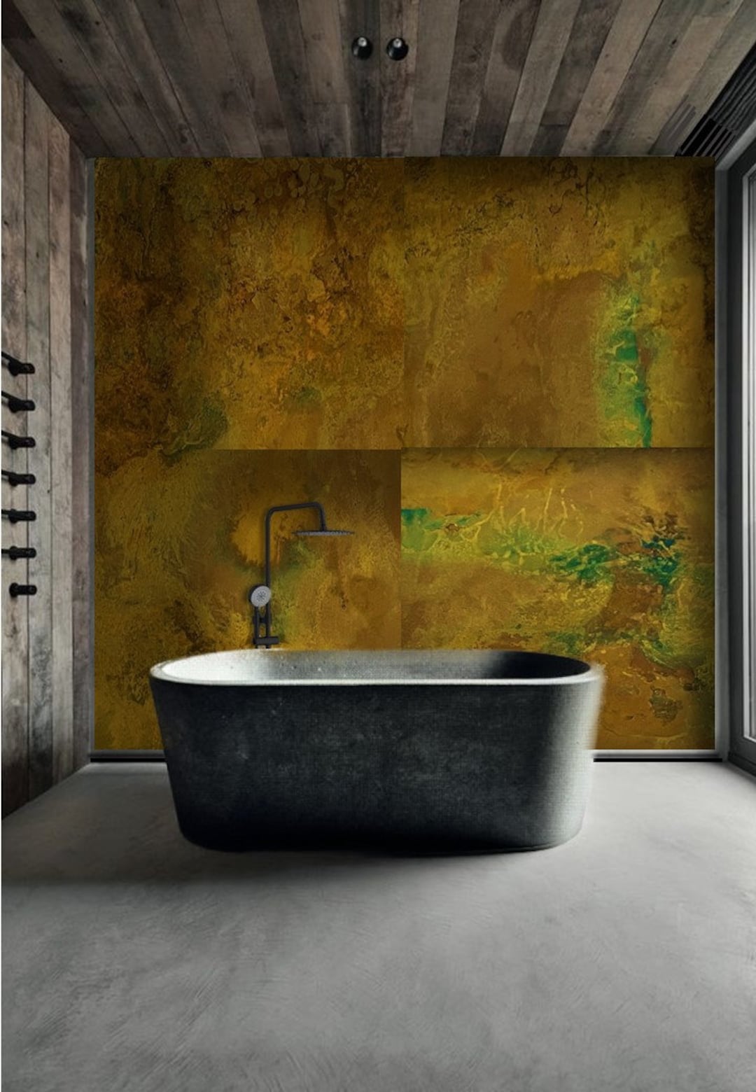 Metal Bathroom Walls Etsy