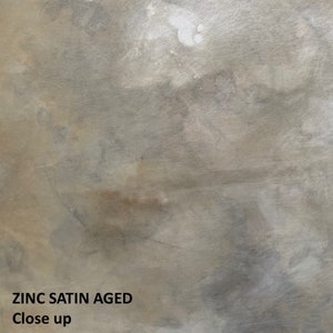 Muestras de colores de pátina metálica Zinc Satin Aged