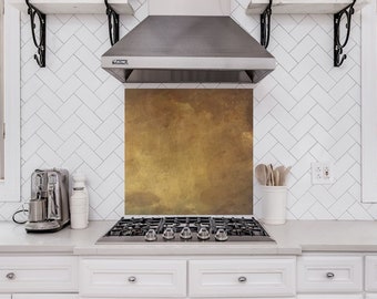 Backsplash kitchen Patina Metal Brass Satin aged