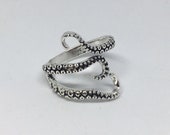 Octopus Wraparound Ring Unisex Adjustable Gold Silver Tentacles