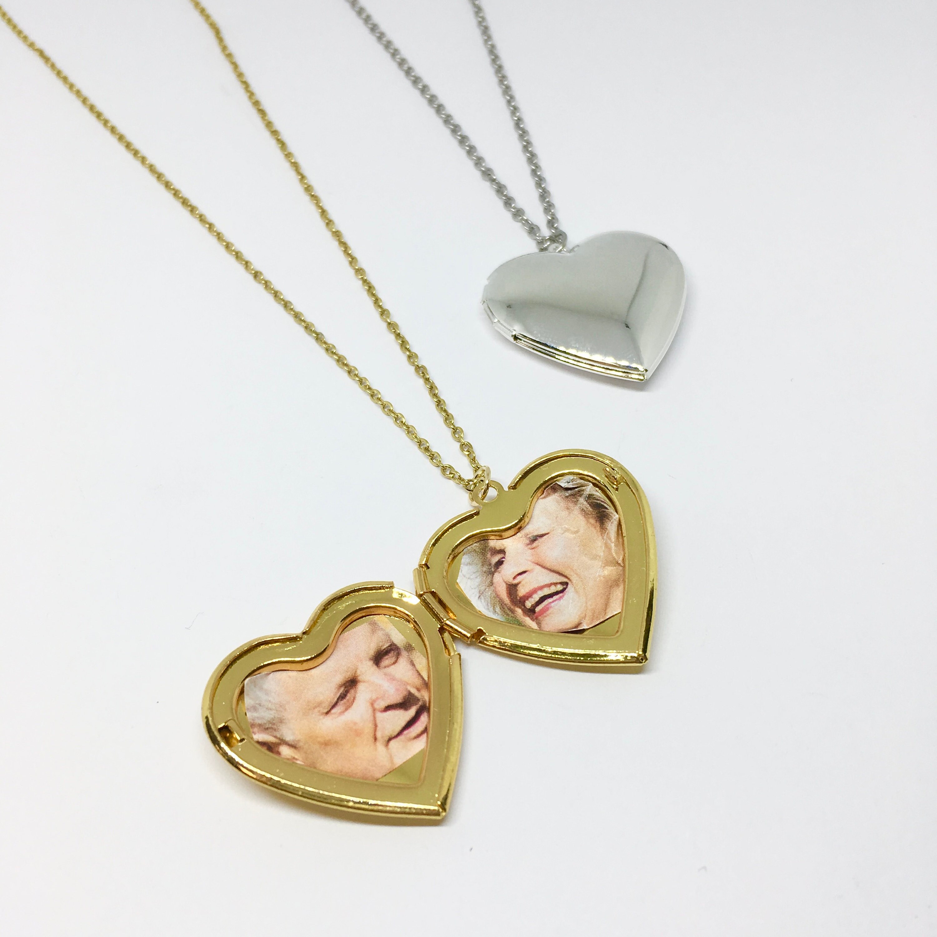 Heart Photo Locket Necklace Unisex Gold Silver Stainless Steel