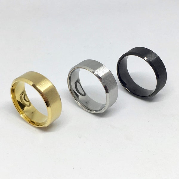 Stainless Steel Band Ring | Unisex Gold / Silver / Black Unisex Wedding Style Ring Plain