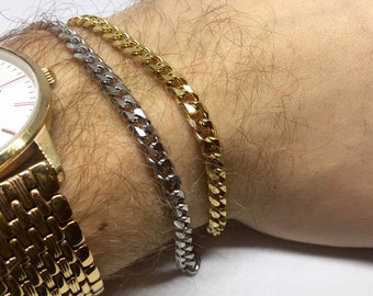 Stainless Steel Thick Curb Bracelet | Unisex Gold / Silver Cuban Link Chain Mens & Womens Anklet