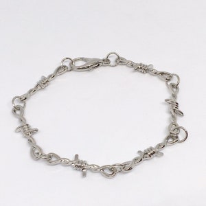Taggtrådsarmband - Sterling Silverpläterad Kedja - 20 cm Punk Gotiskt Unisex Armband