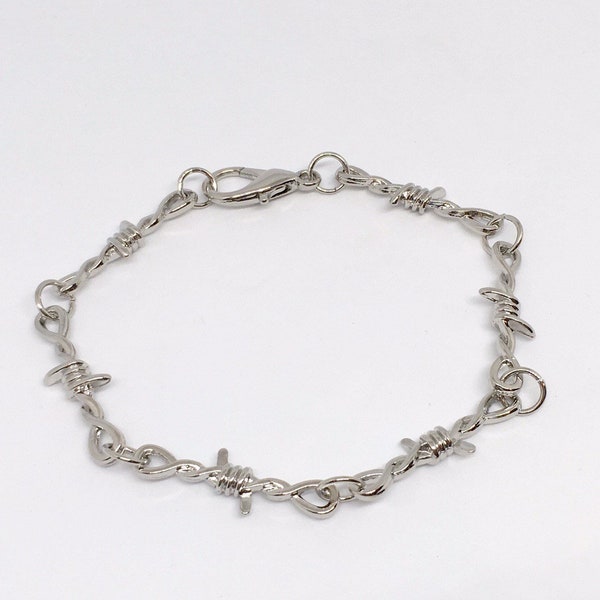 Barbed Wire Bracelet | Unisex Sterling Silver Plated Unisex Link Chain