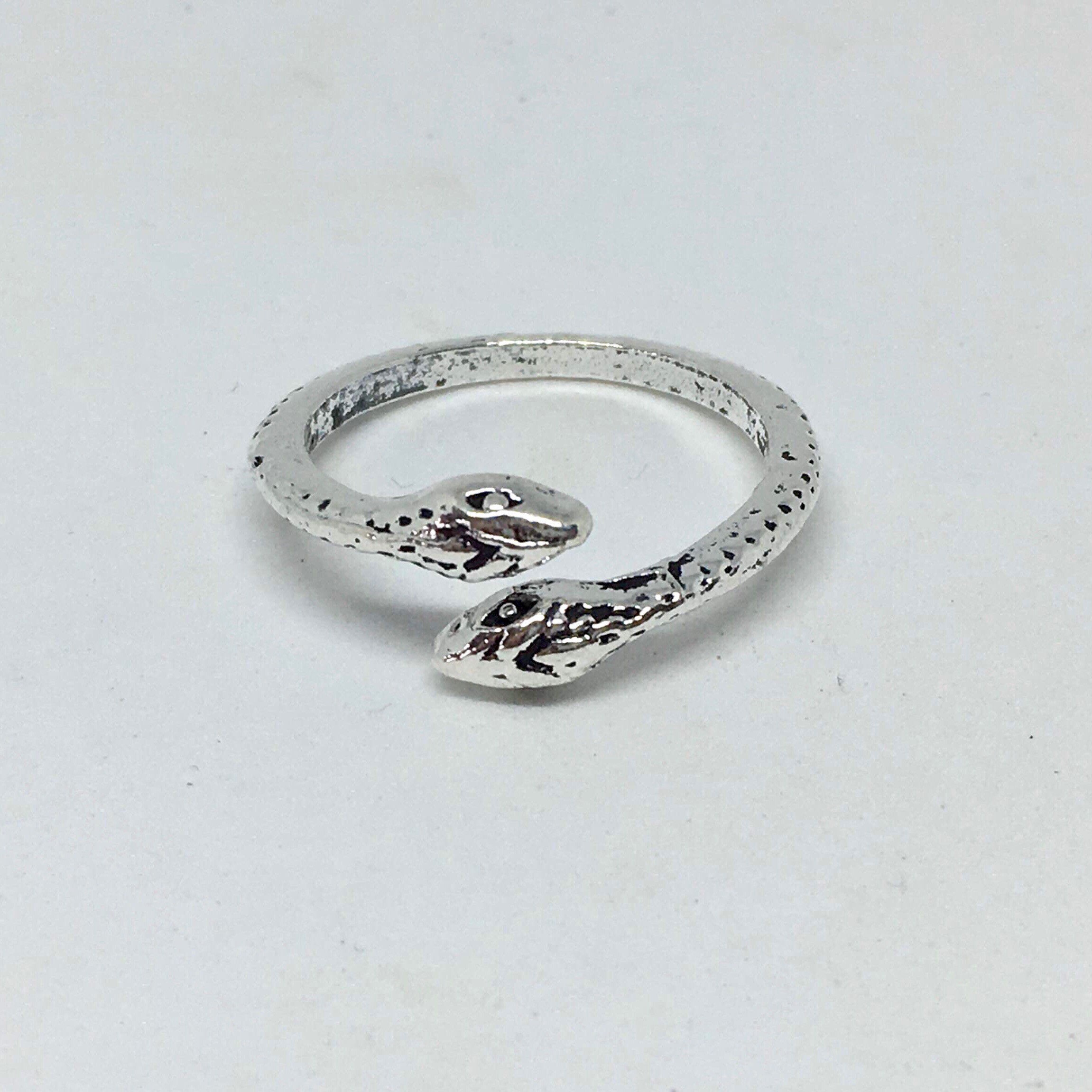 Wraparound Serpent Ring Sterling Silver Plated Adjustable | Etsy
