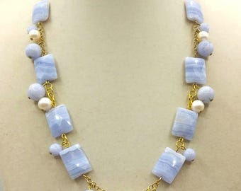 Collar de calcedonia #Collar de calcedonia #Collar de primavera, Collar de boda #Calcedonia hecha a mano #Collar para ceremonia de primavera hecho en Italia