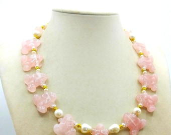 Collar de cuarzo rosa #Collar de cuarzo rosa #Collar de boda #Collar de primavera #Cuarzo rosa hecho a mano #Collar de Italia #Collar elegante