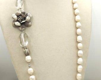 Pärlhalsband #Pärlhalsband #Bröllopshalsband #Silverhalsband #Ceremonihalsband #Vårhalsband #Handgjort Italien, Elegant halsband