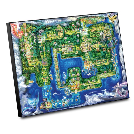 Pokemon Lets Go Pikachu Eevee Map Wall Hanging Large Wood Wall Art Home Decor Gift