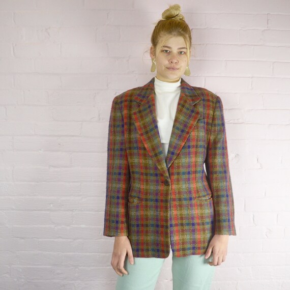 missoni donna colorful wool checked blazer · boxy