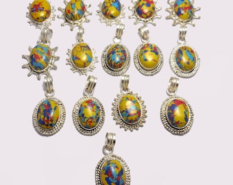 Awesome Pendants Rainbow Mosaic Jasper Gemstones Silver Overlay Handmade Jewelry Awesome Pendants Rainbow Mosaic Jasper Gemstones Silver Overlay Handmade Jewelry