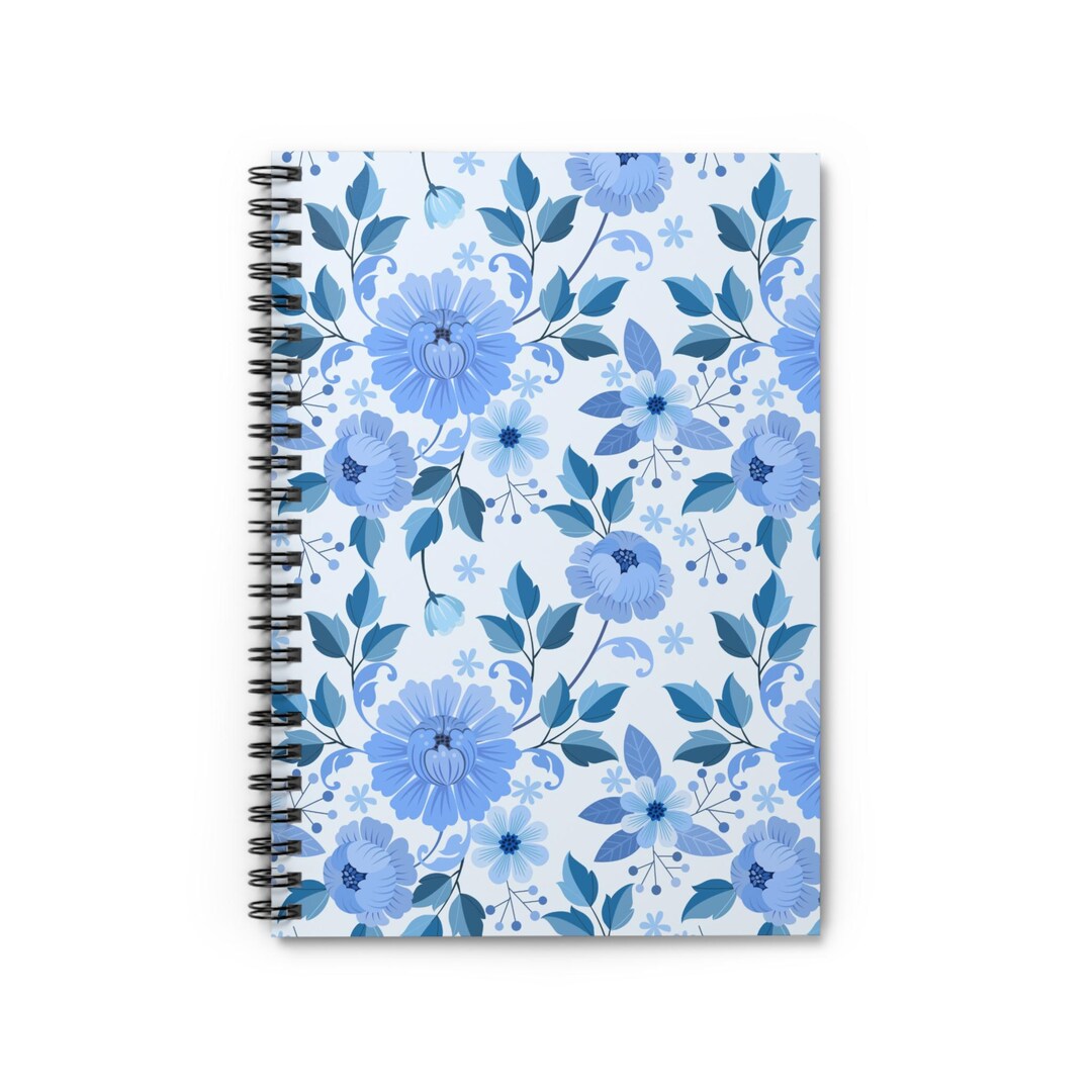 Blue Floral Spiral Notebook: Elegant Journal for Writing - Etsy