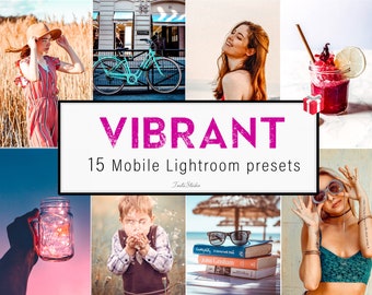 15 Mobile Lightroom presets VIBRANT, Best Mobile and Desktop Presets for Instagram, Blogger presets, Airy & Light Presets