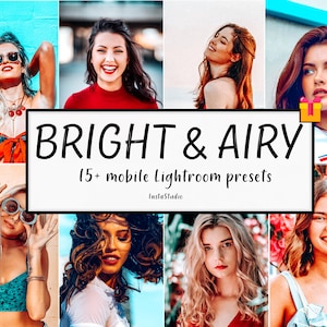15 Mobile Lightroom Presets BRIGHT & AIRY, Lightroom Desktop Presets, Instagram Presets, Bright and Clean Presets for Bloggers