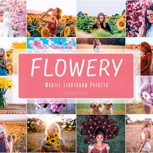 MOBILE Lightroom Preset FLOWERY, Bright Airy Photo Filter, Clean Red Colors, Instagram Blogger Presets, Desktop lightroom Presets