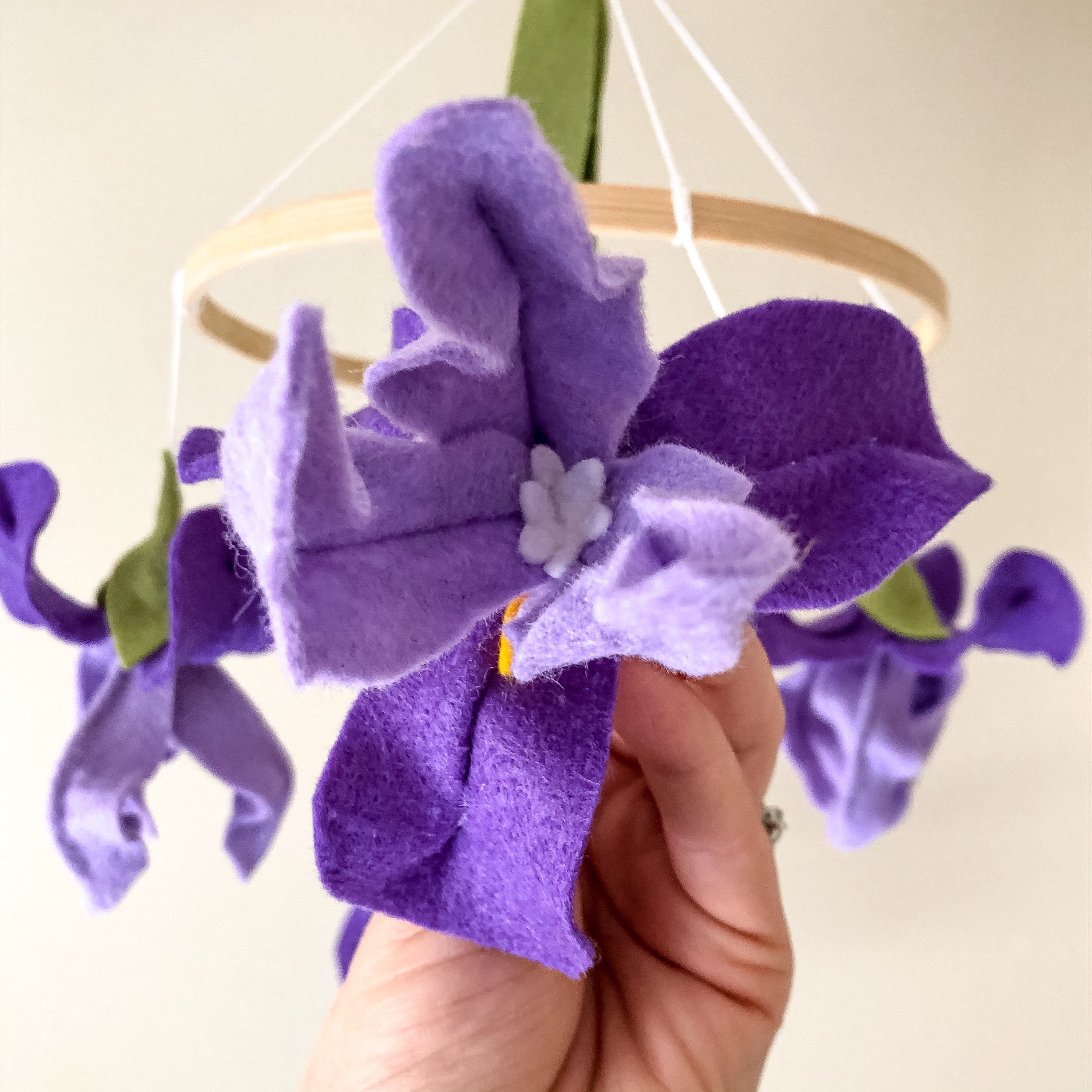 Iris Mobile Purple Mobile Felt Flower Mobile Floral Nursery Etsy