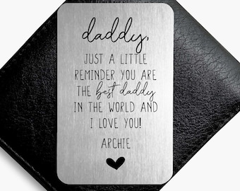 Best Daddy Wallet Card, Personalised Metal Wallet Card, Gift For Dad From Daughter, Son, Custom Wallet Insert, Father's Day Gift