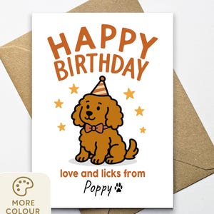 Custom Birthday Card From The Dog, Personalised Poodle Cross Breed Dog Card, Cockapoo, Cavapoo, Mix Breed, Cute Birthday Card From The Dog