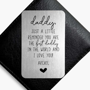 Meilleure carte portefeuille pour papa, carte portefeuille en métal personnalisée, cadeau pour un père d'une fille ou d'un fils, encarts de portefeuille et enveloppe personnalisés, cadeau pour la fête des pères