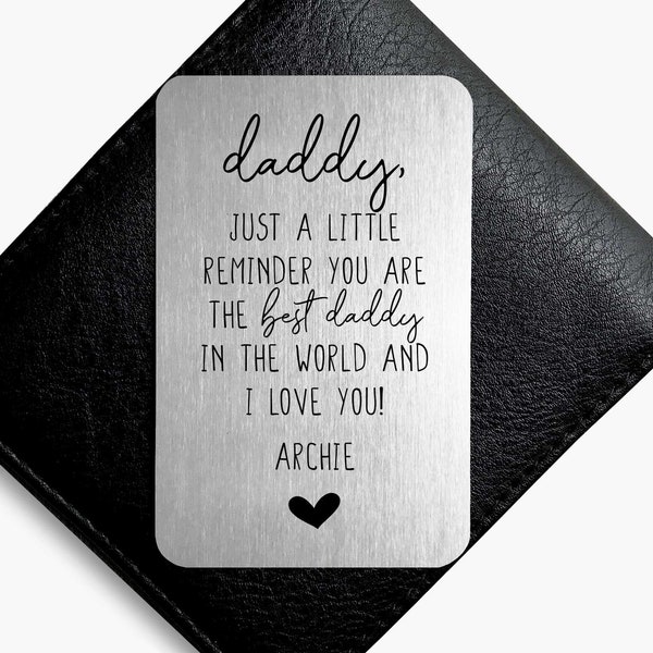 Best Daddy Wallet Card, Personalised Metal Wallet Card, Gift For Dad From Daughter, Son, Custom Wallet Insert, Father's Day Gift