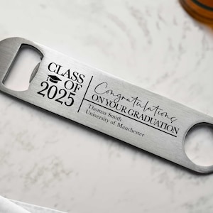 Personalised Graduation Bottle Opener, Class of 2025 Graduation Gift, Custom Name and University Bottle Opener Gift For Graduate