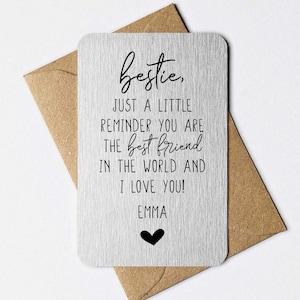 Carte portefeuille bestie, carte de rappel de poche personnalisée, cadeau sentimental, cadeau pour elle, bestie, amitié, meilleur ami, joli cadeau de Noël