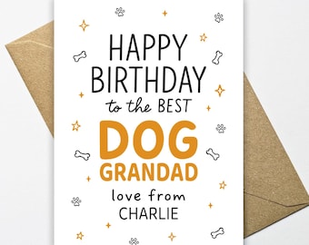 Carte de joyeux anniversaire au meilleur chien grand-père, carte d'anniversaire de chien personnalisée, carte de grand-parent de chien, carte de joyeux anniversaire du chien