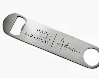 Personalised 21st Birthday Bottle Opener: Custom Beer Gift For Milestone Birthday, Beer Lover Gift For Him, Alcohol Themed Gift For 21st