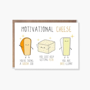 Carte de motivation ringard, porte-bonheur, nouvel emploi, examen de conduite, examens, source d'inspiration, carte de fromages, jeu de mots, carte amusante, jolie carte, carte de fromage