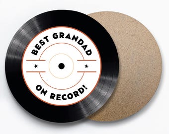 Posavasos "El mejor abuelo del disco", Disco de vinilo, Regalo para abuelo, Regalo con juego de palabras, Regalo divertido, Abuelo, Papá, Papá, Abuelo, Abuelo/a, Regalo del Día del Padre