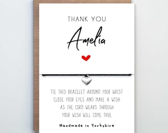 Personalised Thank You Wish Bracelet: Charm Jewellery Gift