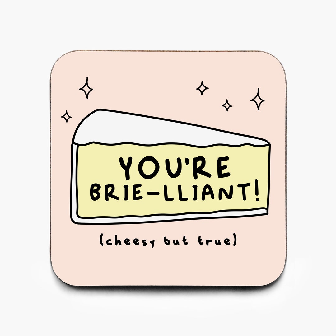 you-re-brie-lliant-coaster-cheese-pun-coaster-cheesy-etsy-uk