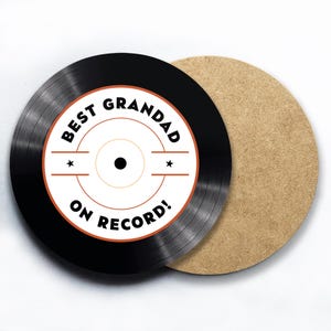 Best Grandad On Record, Vinyl Record, Grandad Gift, Cute Gift, Pun Gift, Funny Gift, Grandpa, Pa, Pops, Gramps, Grandparent Christmas Gift