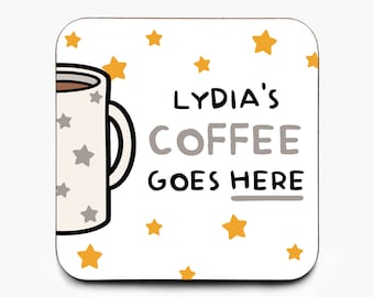 Personalised Coffee Coaster: Funny Christmas Gift for Coffee Lover, Secret Santa Work Colleague Gift, Father's Day Gift