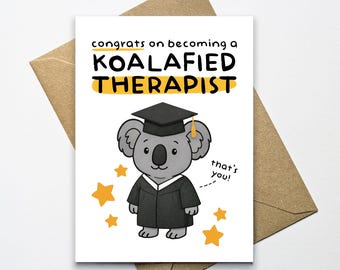Koalafied Therapist Card, Newly Qualified Therapist, Counsellor, Psychotherapist Card, Congratulations / Graduation Card For New Therapist