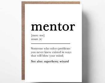 Mentor Definition Card, Funny Thank You Card For Mentor, End of Year Card, School Card, Colleague Card, Teacher Card, Mentor Thank You Card