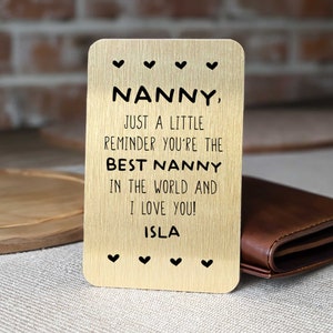 Meilleure carte portefeuille personnalisée pour nounou, cadeau de rappel de poche pour nounou, cadeau de fête des mères pour grand-mère, cadeau de Noël pour nounou, grand-mère, grand-mère