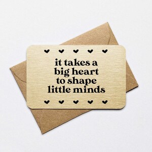Il faut un grand coeur pour façonner les petits esprits, carte portefeuille, rappel de poche pour enseignant, cadeau de fin d'année, carte de remerciement pour enseignant, cadeau de Noël