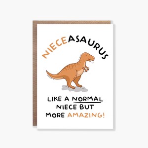Carte Nieceasaurus, carte nièce dinosaure, carte joyeux anniversaire pour elle, carte drôle, carte Dino jeu de mots, carte d'anniversaire nièce, carte de Noël nièce