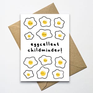 Excellente carte de baby-sitter, carte de nounou rigolote, carte de joyeux anniversaire, carte de remerciement, carte de jeu de mots oeuf, carte de Noël, carte de collègue de travail