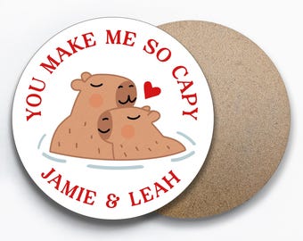 Capybara Pun Coaster Valentine's Day Gift, You Make Me So Capy Capybara Coaster, Funny Animal Gift, Cute Capybara Joke Gift, Christmas Gift
